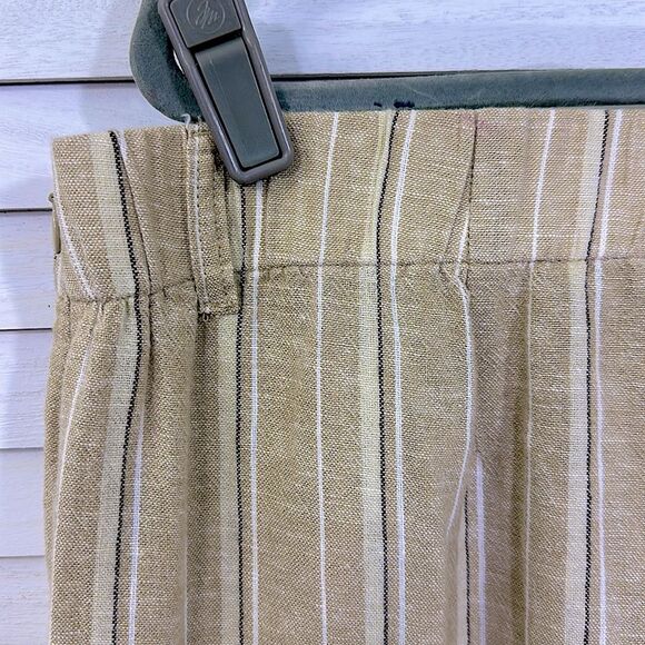 J. Jill Pants Size Large Crop Linen Blend Striped Tan Wide-Leg - Picture 7 of 13